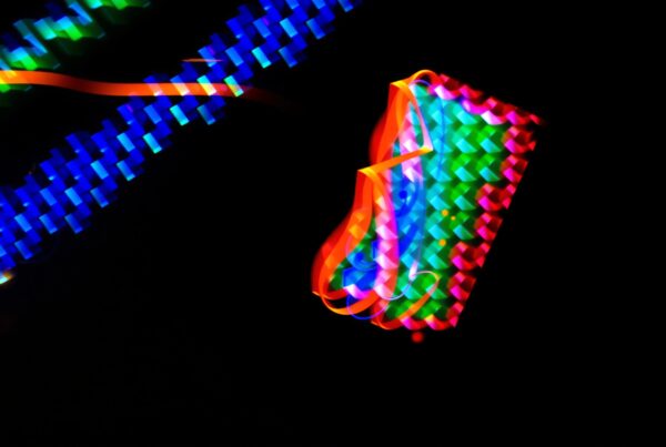 Abstract image of colorful light trails.