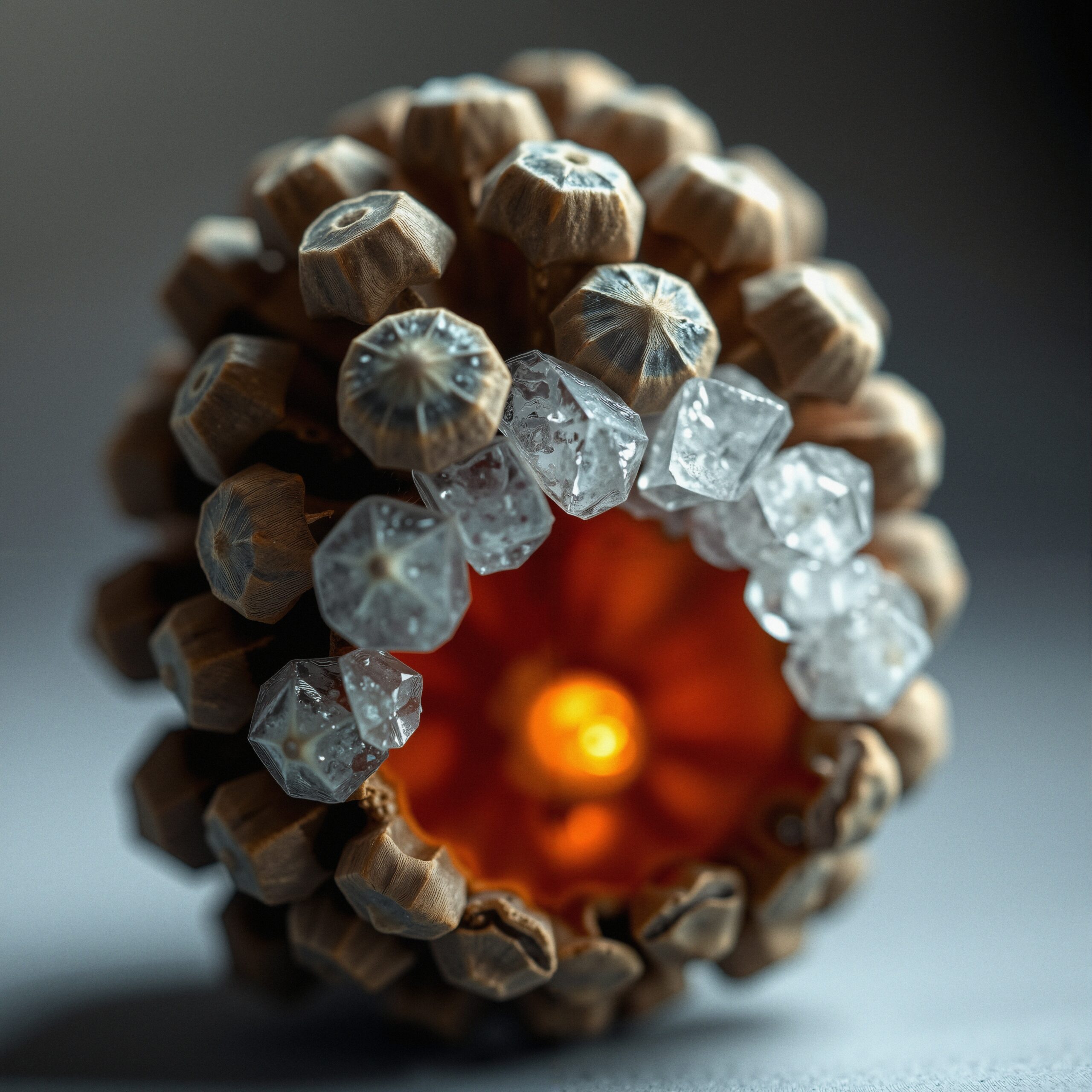 Intricate Crystal and Wood Sculpture